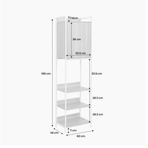 Modulo armadio con 5 ripiani e 1 anta, bianco