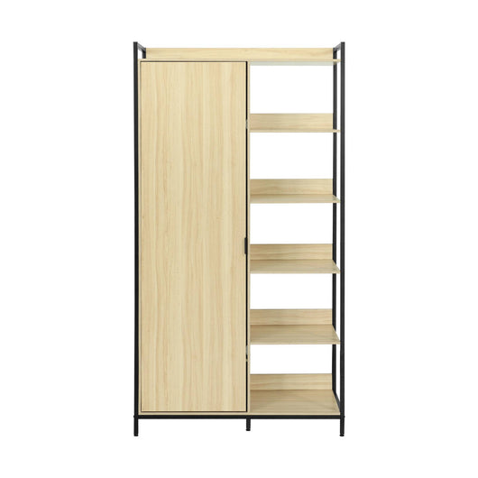 Modulo armadio con 1 armadio, 6 ripiani e 1 anta, nero