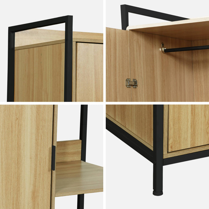 Modulo armadio con 1 armadio, 6 ripiani e 1 anta, nero