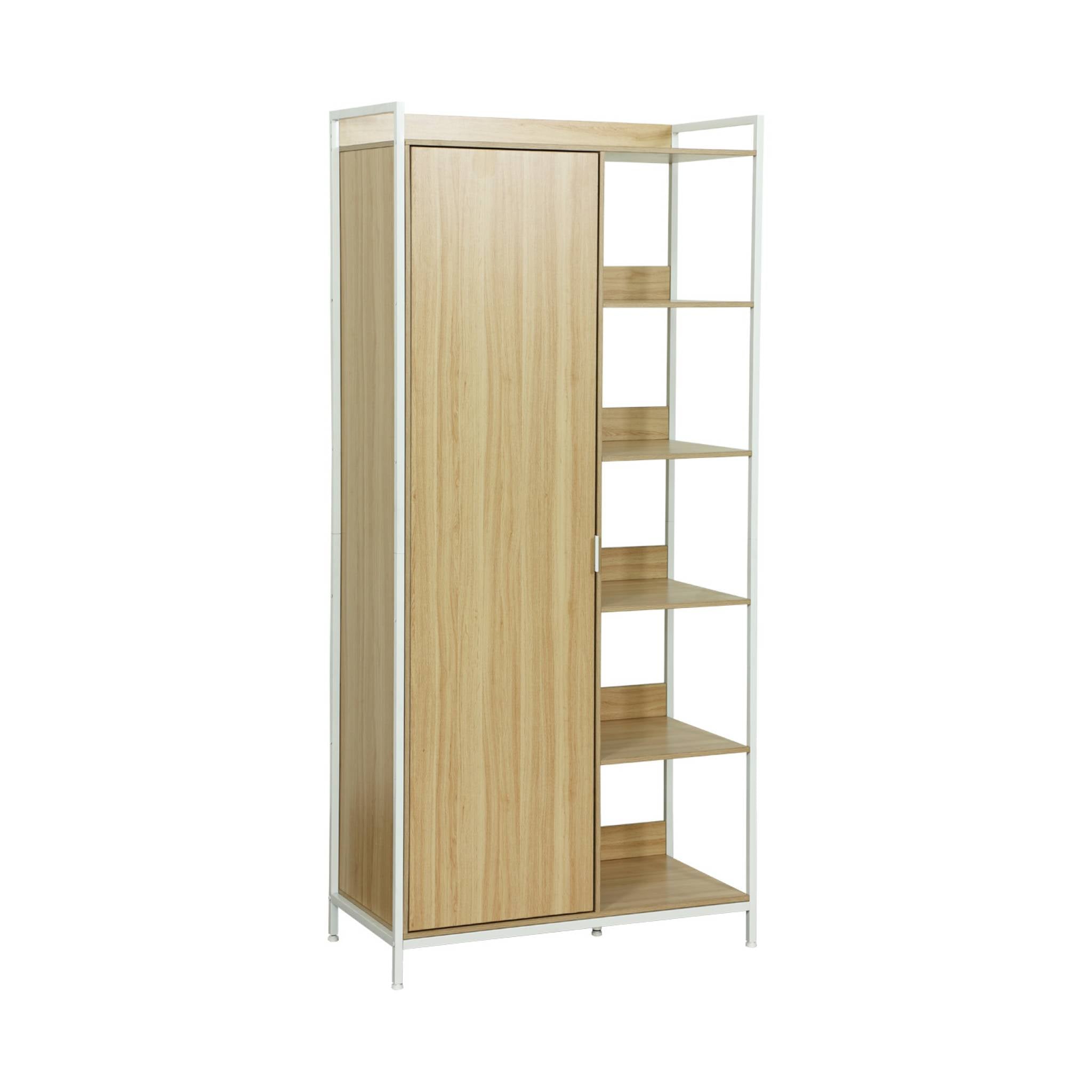 Modulo armadio con 1 armadio, 6 ripiani e 1 anta, bianco