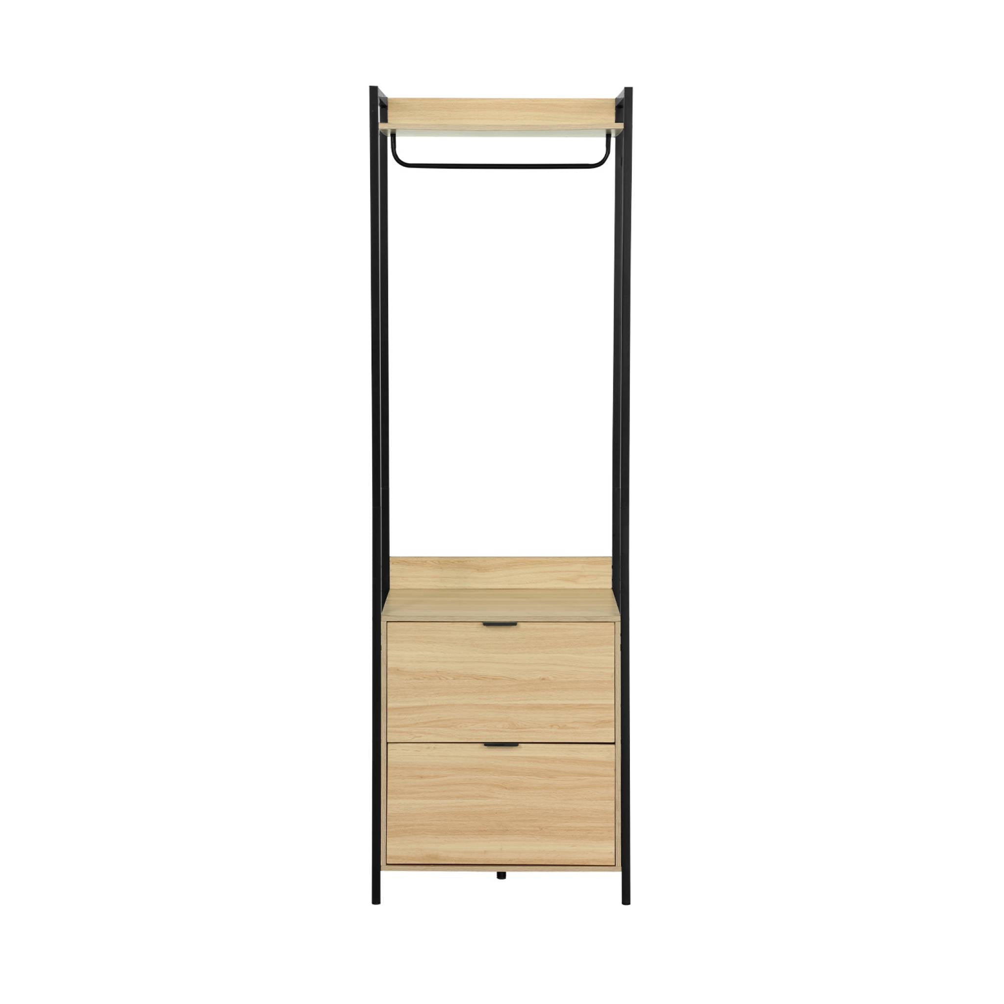 Modulo armadio con 1 armadio, 2 cassetti e 1 ripiano, nero