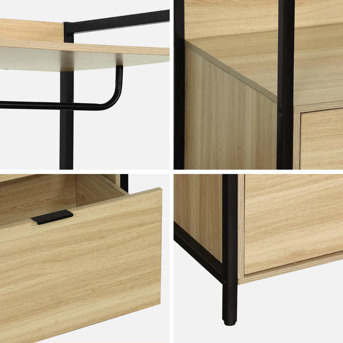 Modulo armadio con 1 armadio, 2 cassetti e 1 ripiano, nero