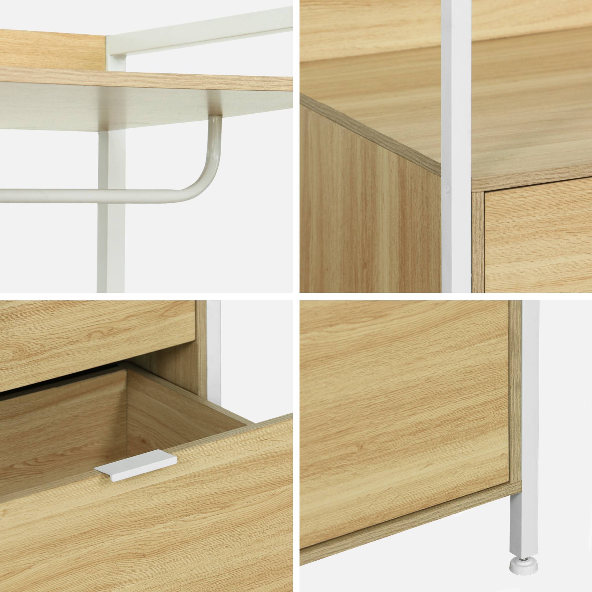 Modulo armadio con 1 armadio, 2 cassetti e 1 ripiano, bianco