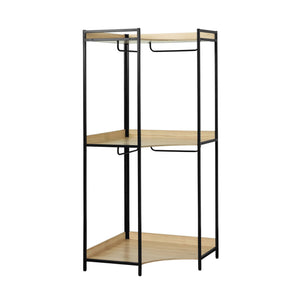 Modulo guardaroba angolare con 4 armadi e 2 ripiani, nero