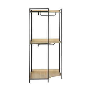 Modulo guardaroba angolare con 4 armadi e 2 ripiani, nero