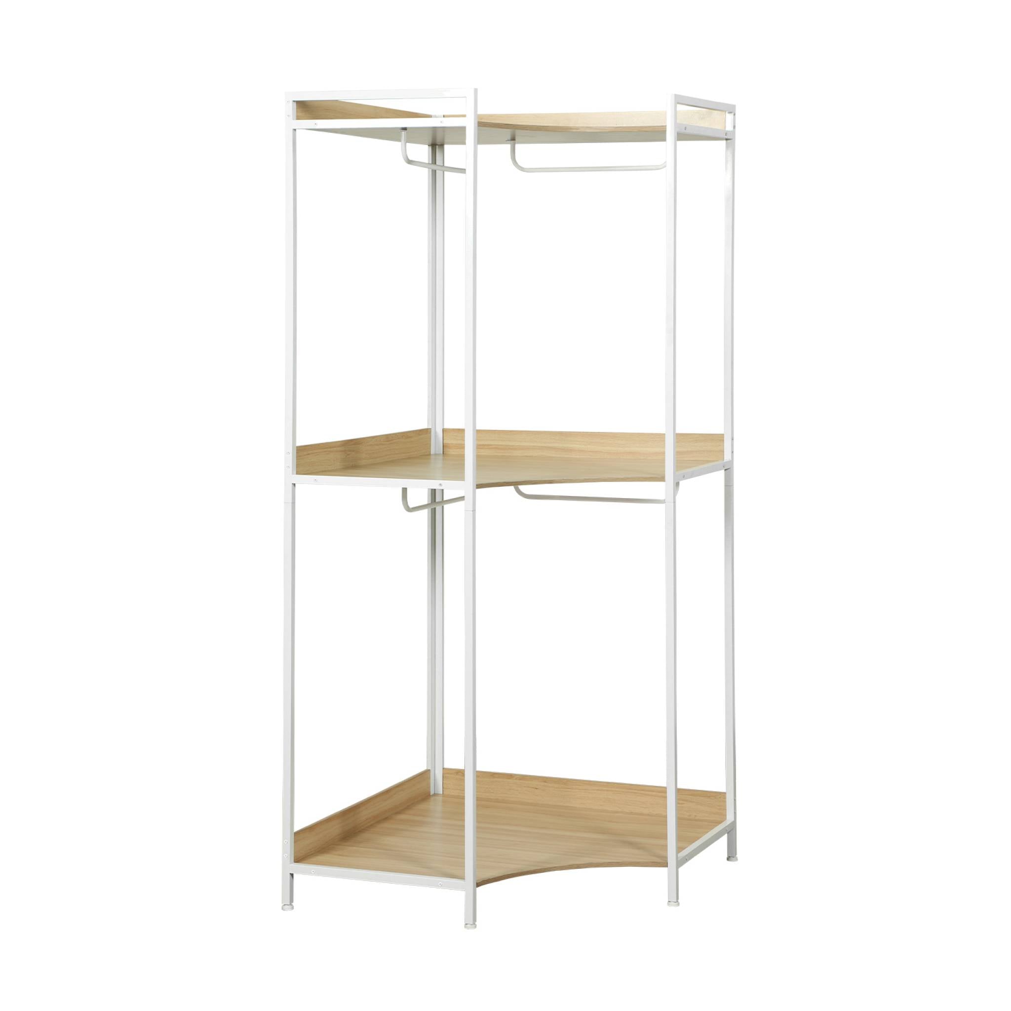 Modulo guardaroba angolare con 4 armadi e 2 ripiani, bianco