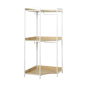 Modulo guardaroba angolare con 4 armadi e 2 ripiani, bianco