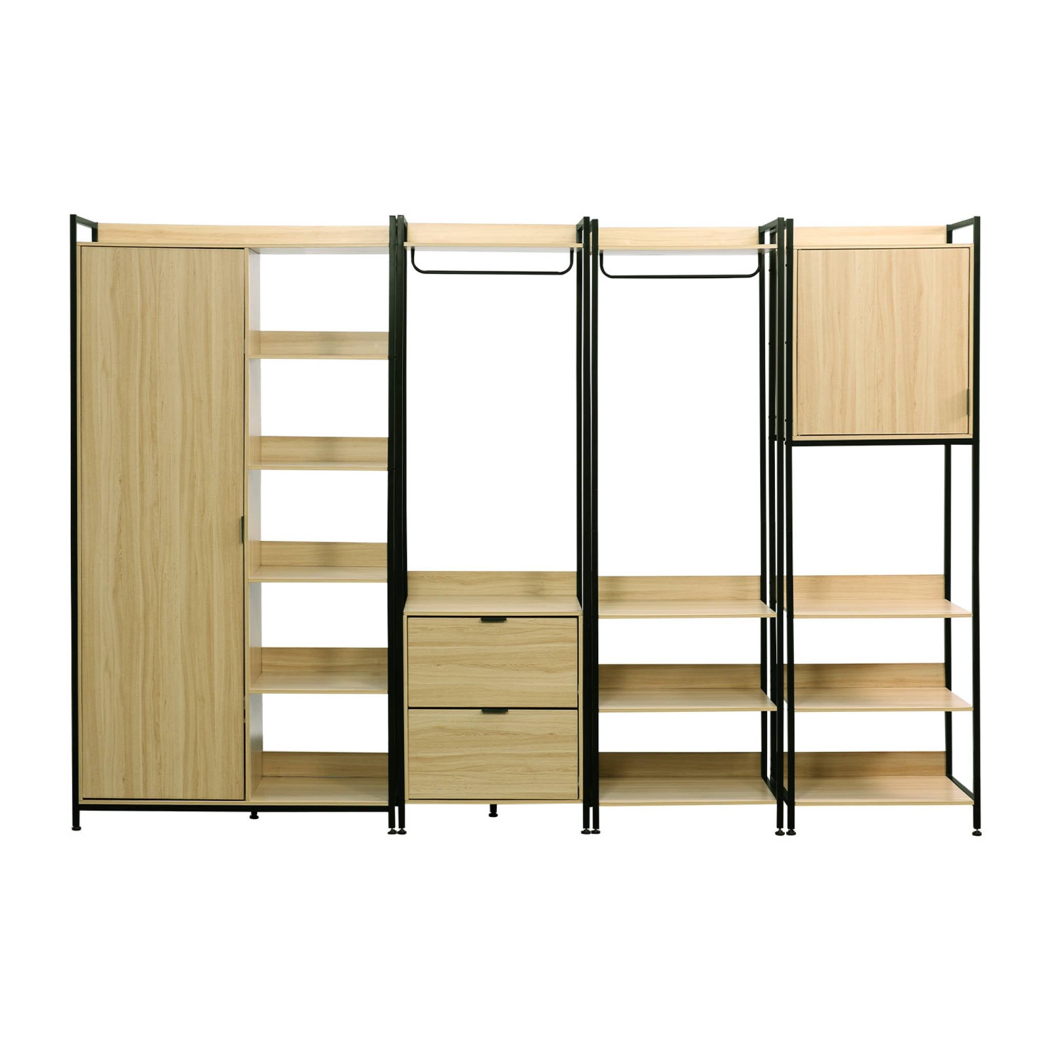 Armadio guardaroba con 4 elementi, nero