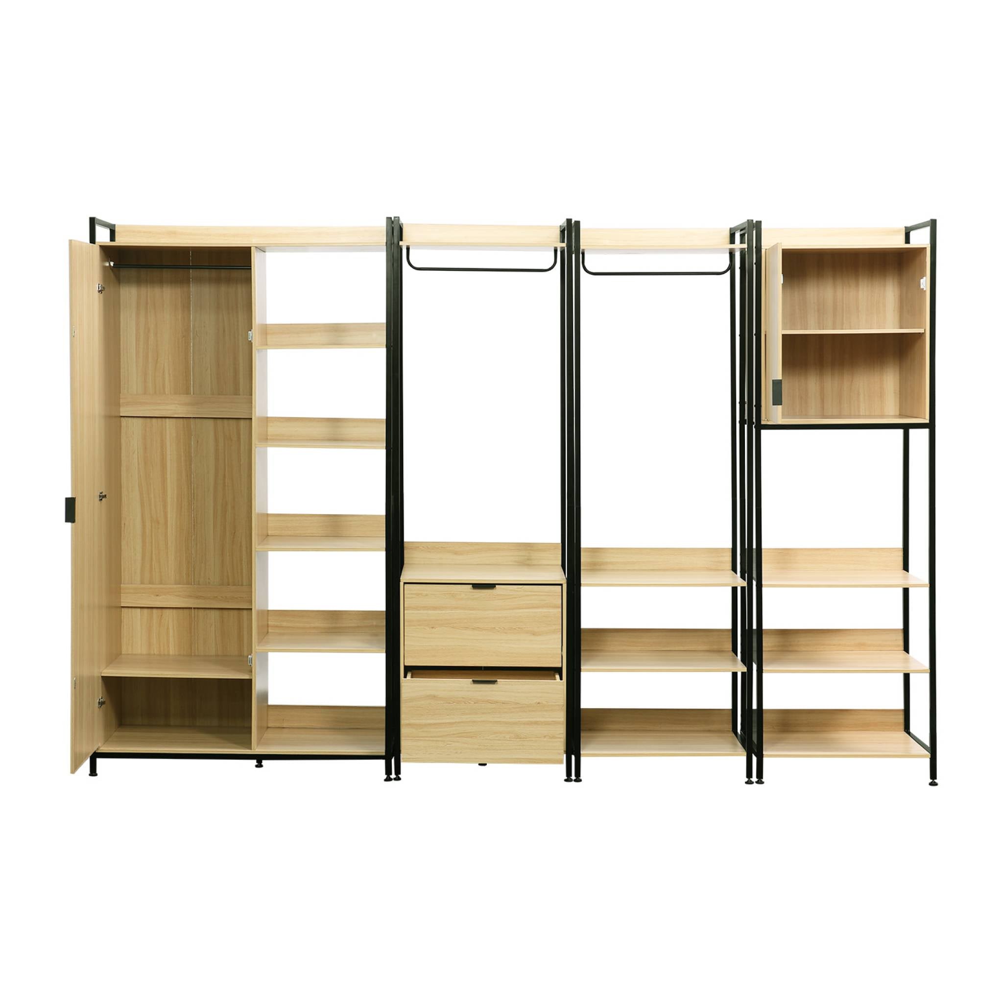 Armadio guardaroba con 4 elementi, nero