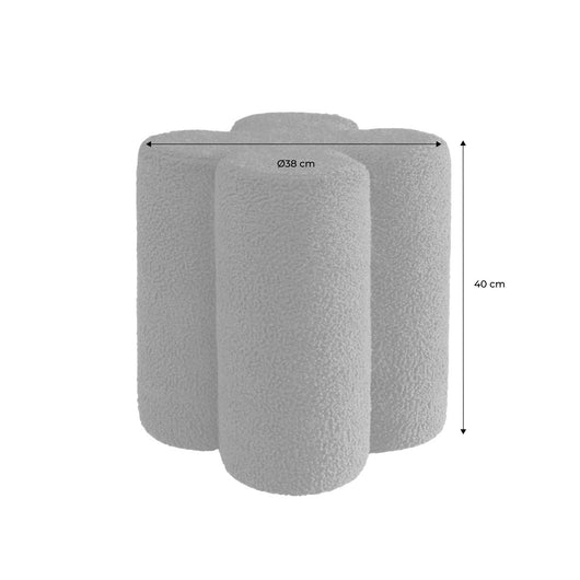 Pouf sgabello trifoglio bouclé, verde kaki