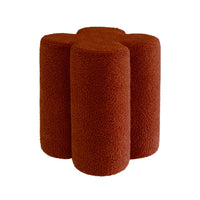 Pouf sgabello trifoglio bouclé, terracotta