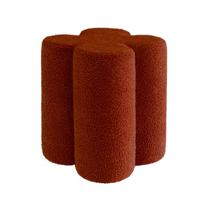 Pouf sgabello trifoglio bouclé, terracotta
