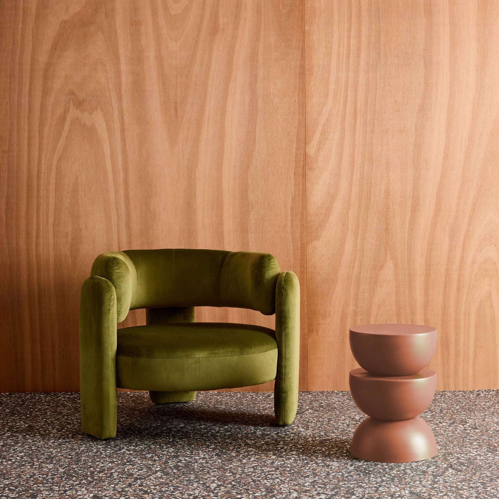 Tavolino  in metallo, terracotta