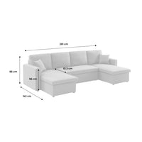 Divano panoramico letto 4 posti tessuto bouclé, bianco