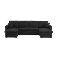 Divano letto panoramico a 4 posti in tessuto, nero