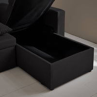 Divano letto panoramico a 4 posti in tessuto, nero