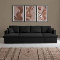 Divano letto panoramico a 4 posti in tessuto, nero