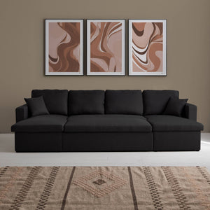 Divano letto panoramico a 4 posti in tessuto, nero