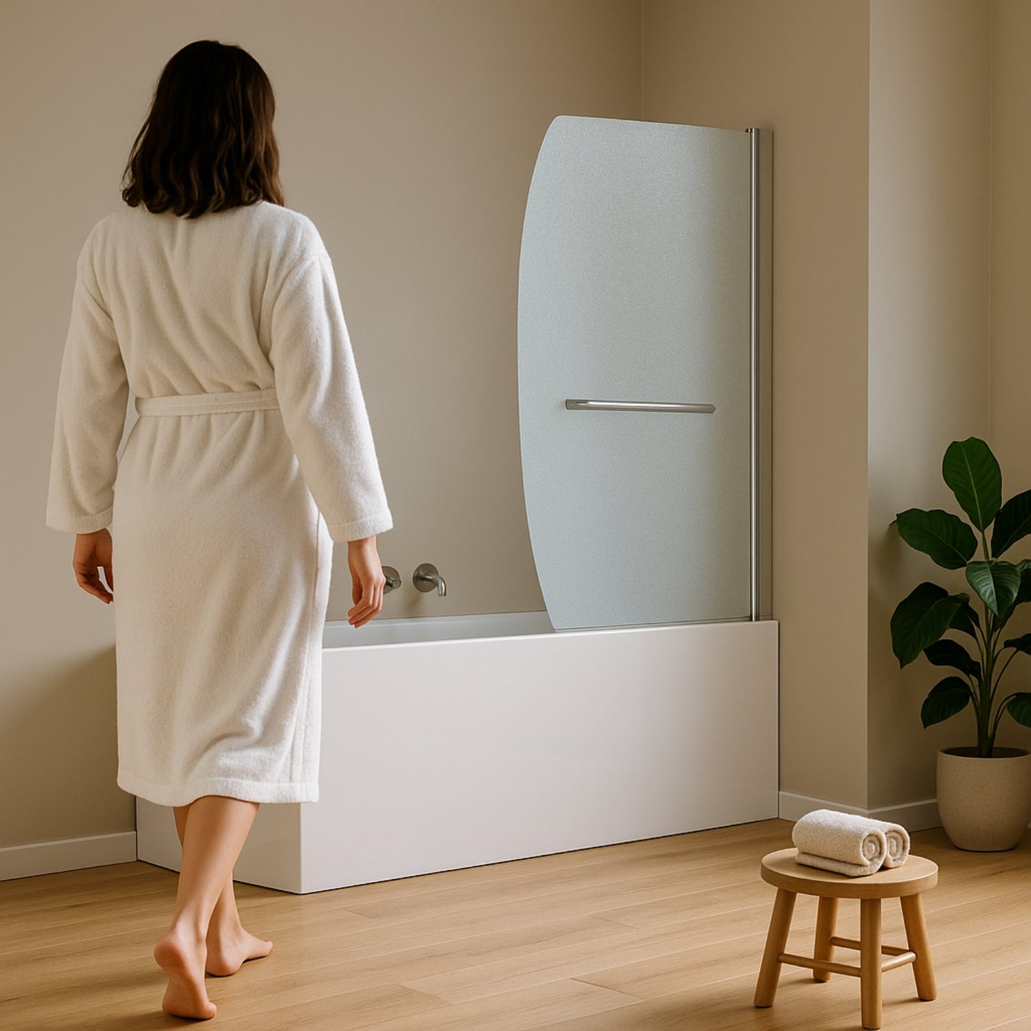 Parete sopra vasca anta singola vetro temperato 140x90cm orientabile 180 gradi *** tipo di cristallo stampato, confez...