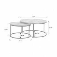 Set di 2 tavolini rotondi in metallo e legno, marrone naturale