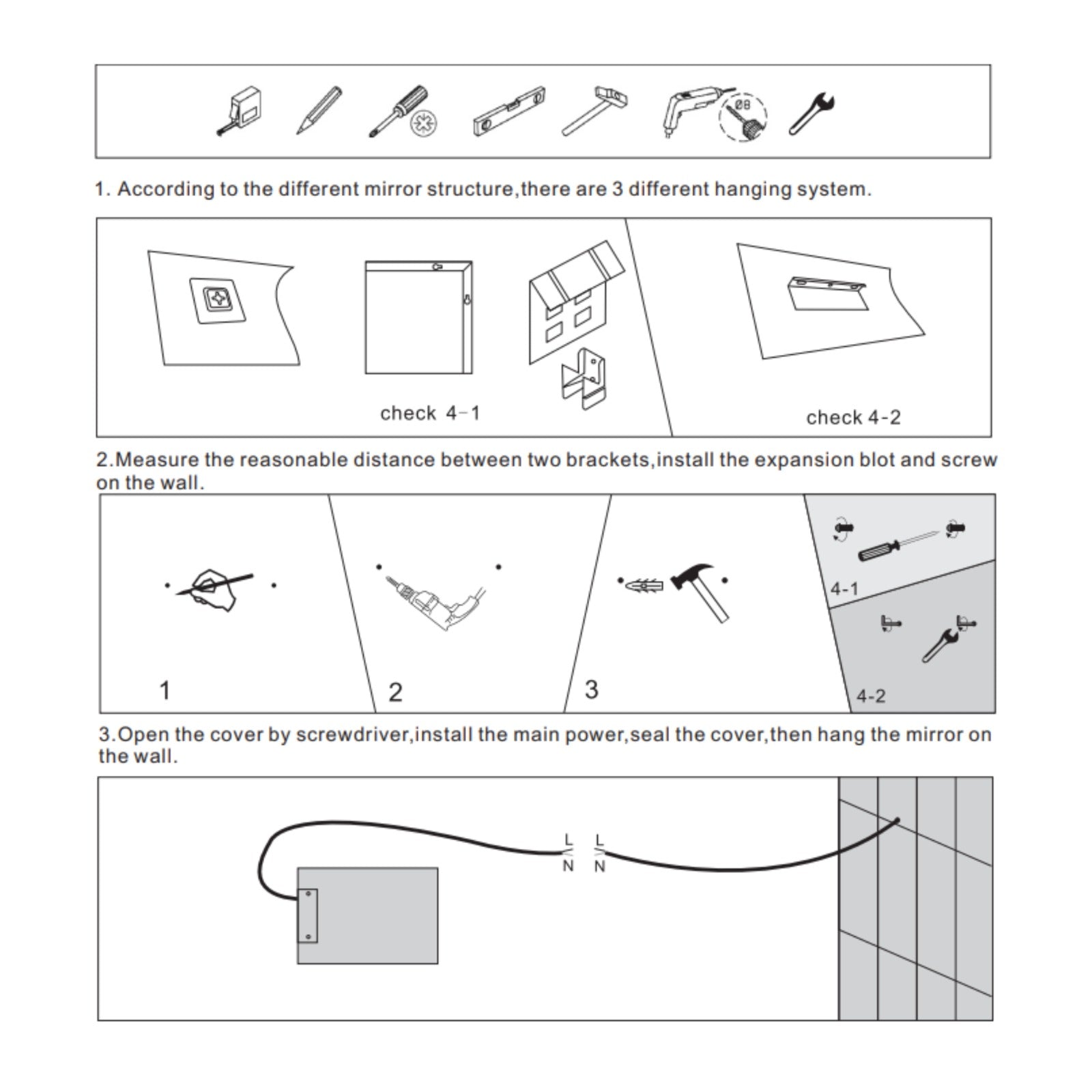 Specchio 5 mm rettangolare squadrato cornice led interruttore touch *** misure 100x80 cm, tonalità dimmerabile 2700-...