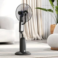 Ventilatore Nebulizzatore a 3 Velocità, Oscillazione 75° e Nebulizzazione Regolabile, Nero
