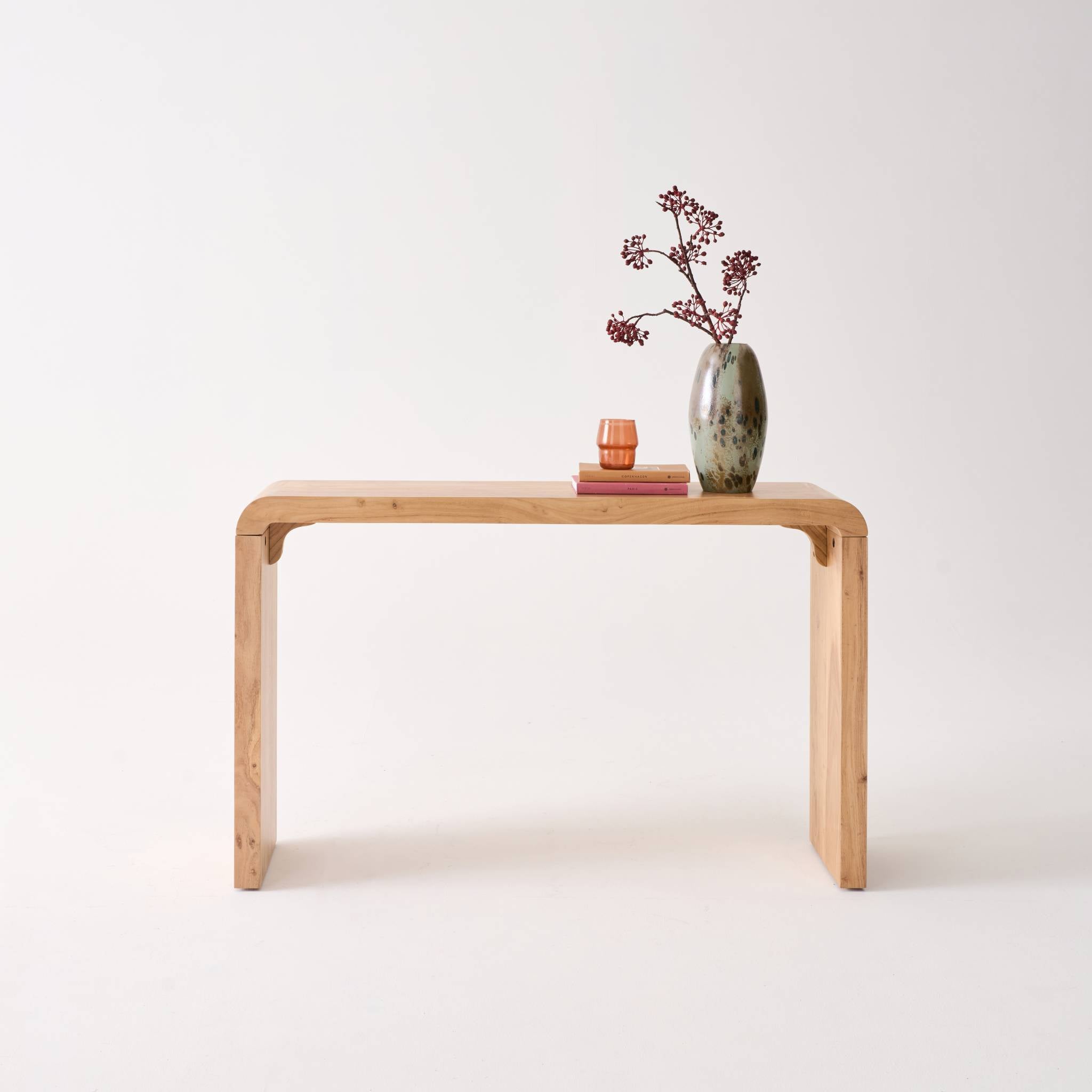 Consolle esotica in legno di acacia 120cm, marrone naturale