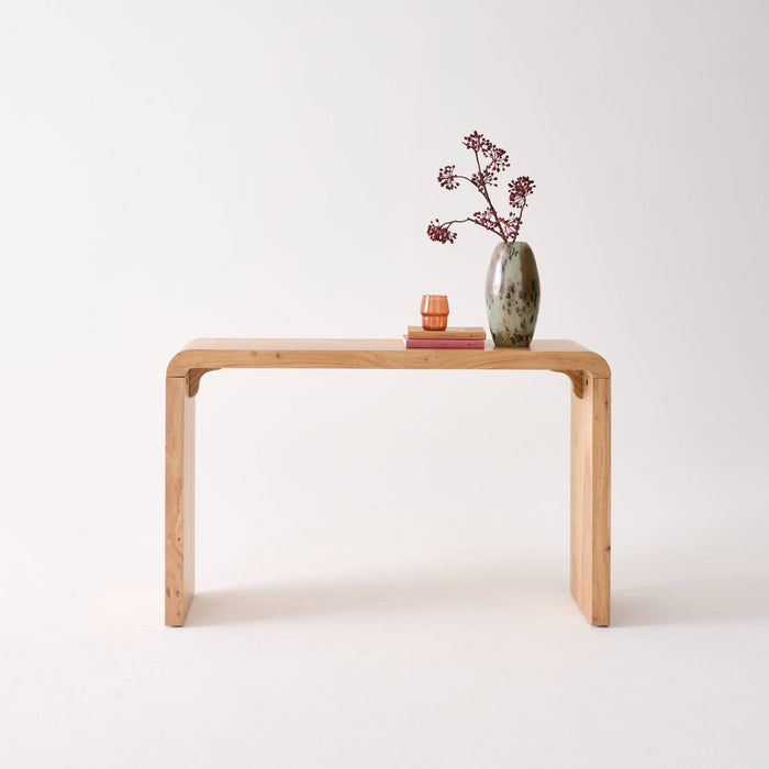 Consolle esotica in legno di acacia 120cm, marrone naturale