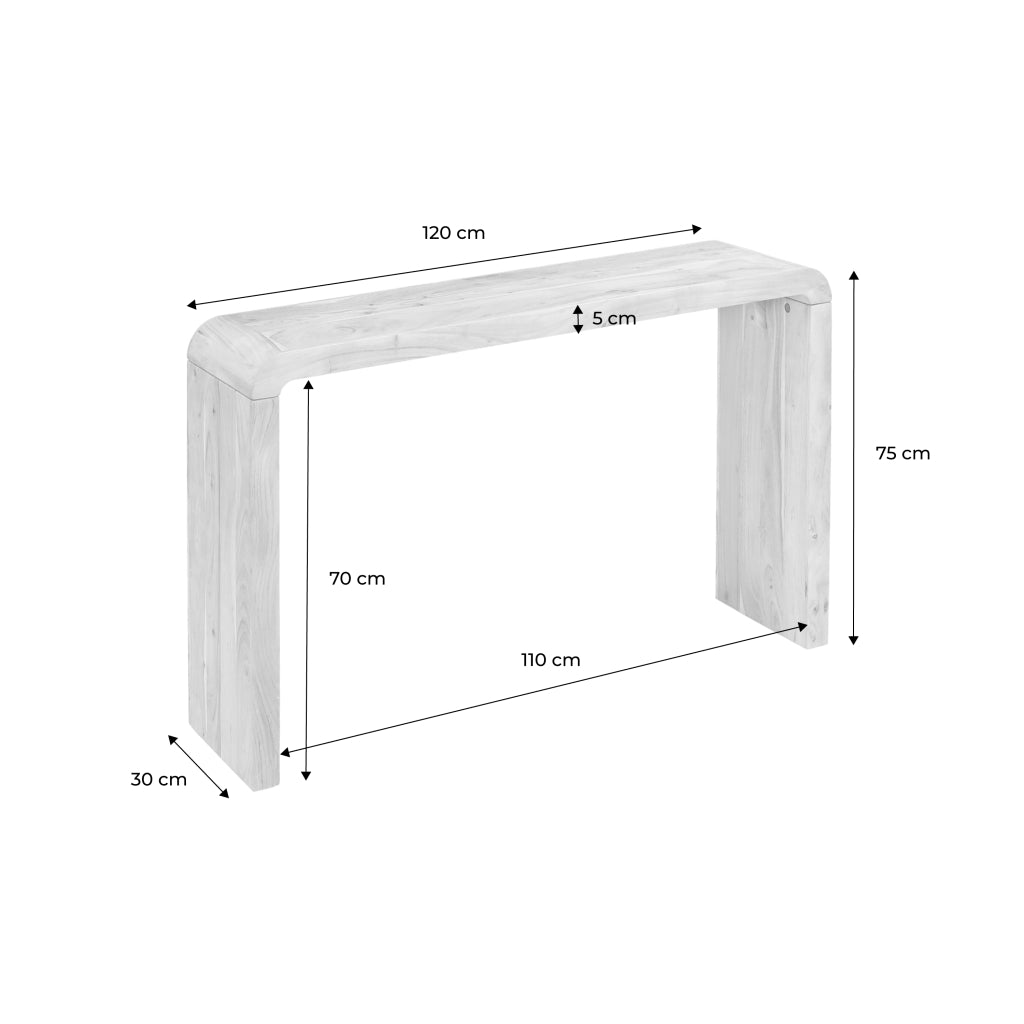 Consolle esotica in legno di acacia 120cm, noce