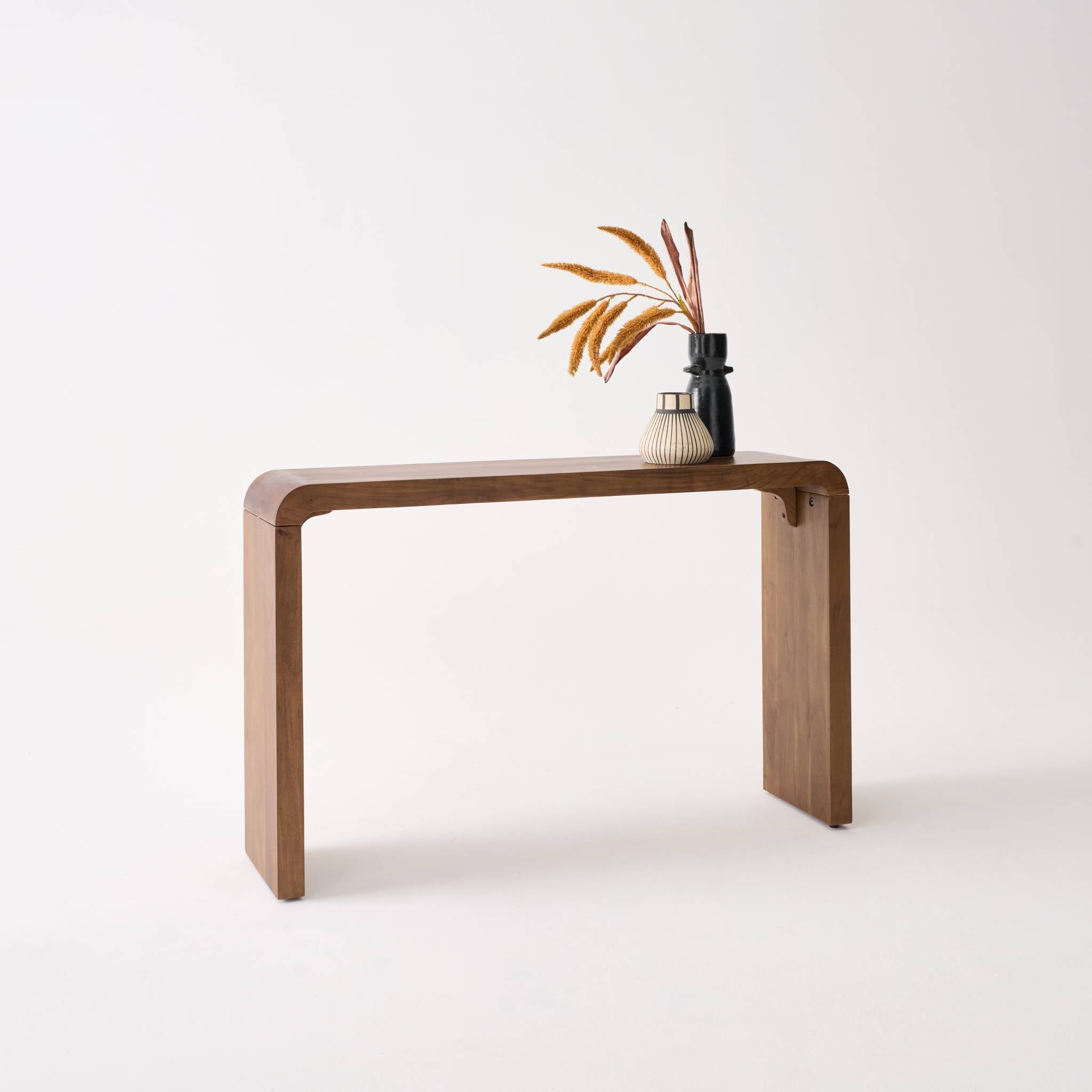 Consolle esotica in legno di acacia 120cm, noce