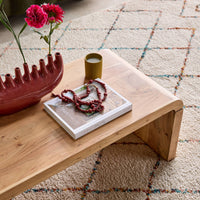 Tavolino rettangolare in legno massiccio di acacia, marrone naturale