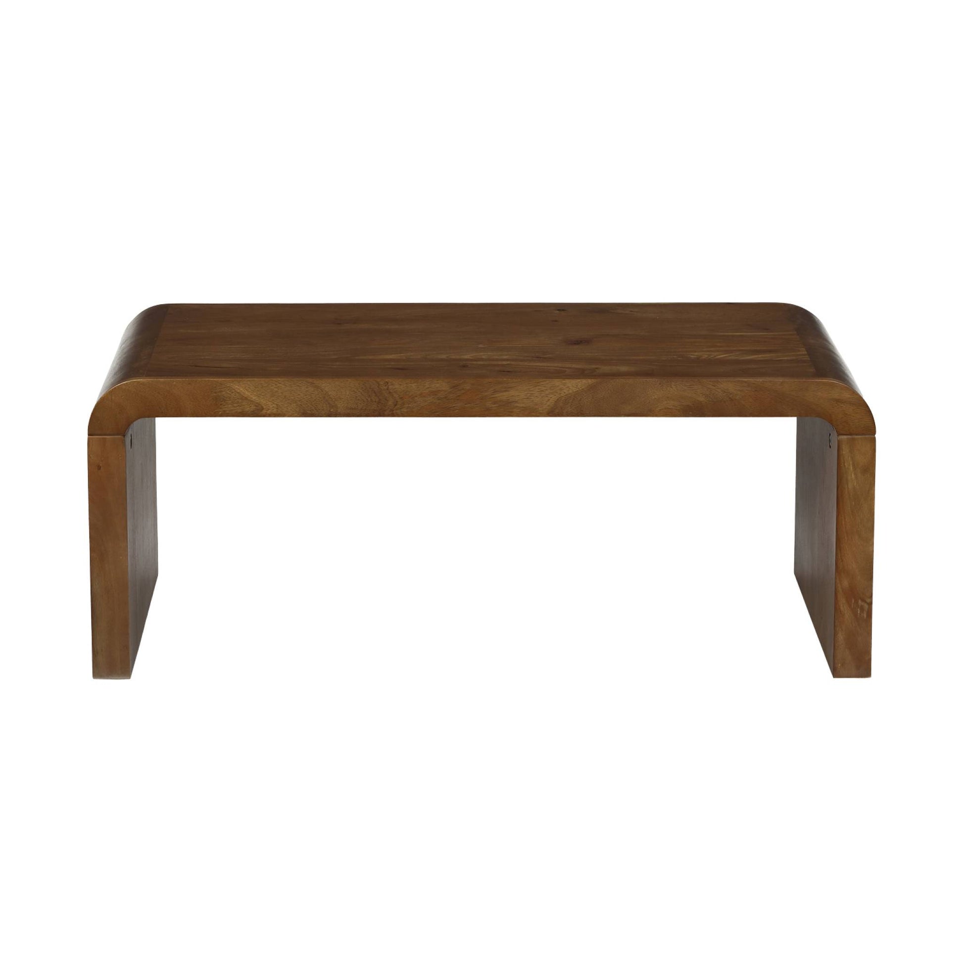 Tavolino rettangolare in legno massello di acacia, noce