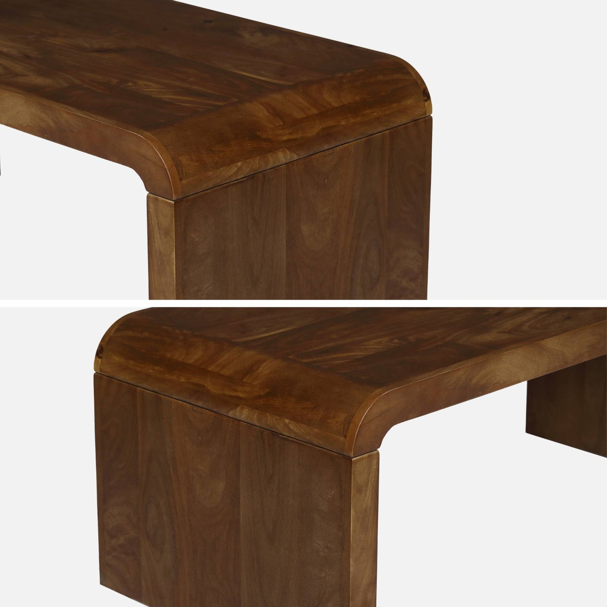 Tavolino rettangolare in legno massello di acacia, noce