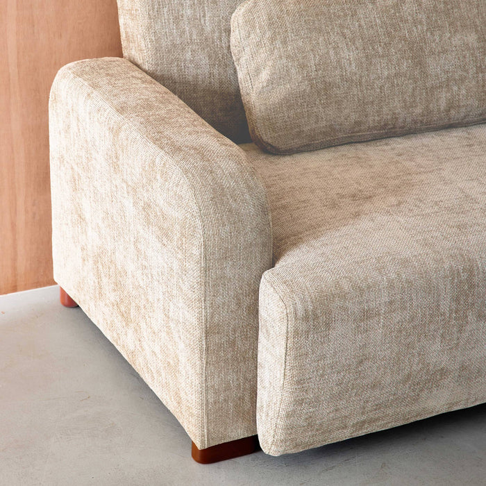 Divano letto 3 posti in tessuto, beige