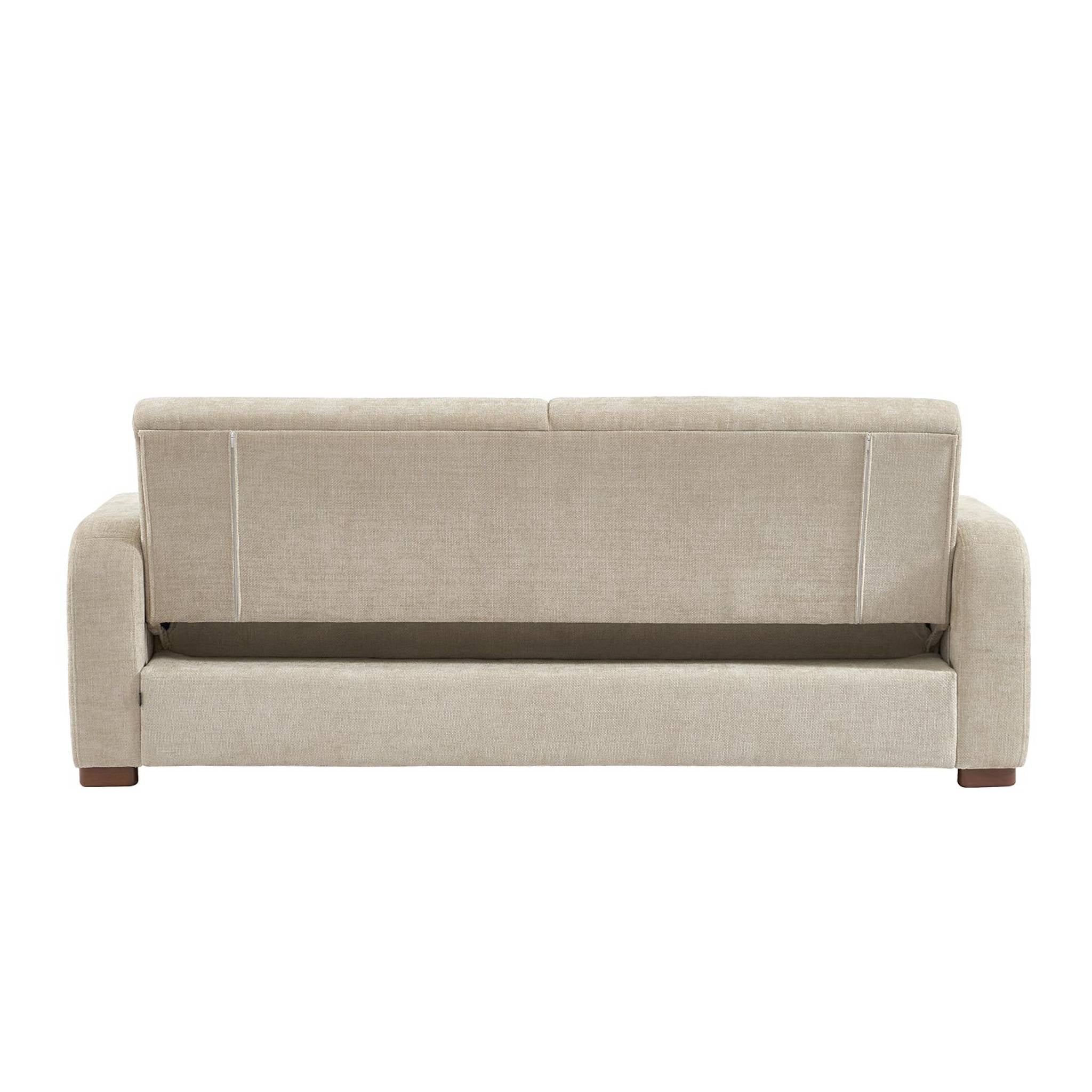 Divano letto 3 posti in tessuto, beige