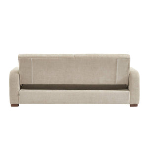 Divano letto 3 posti in tessuto, beige