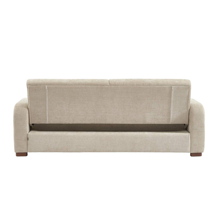 Divano letto 3 posti in tessuto, beige