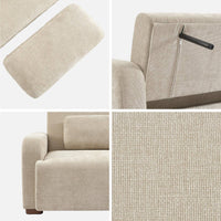Divano letto 3 posti in tessuto, beige