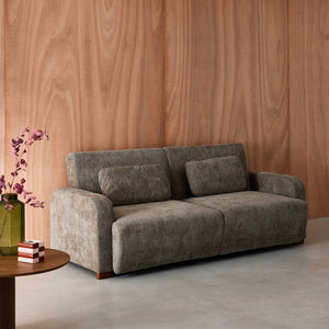 Divano letto 3 posti in tessuto, verde grigio