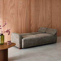 Divano letto 3 posti in tessuto, verde grigio