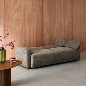 Divano letto 3 posti in tessuto, verde grigio