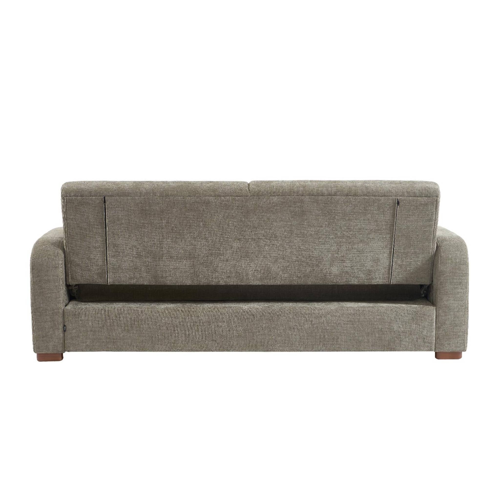 Divano letto 3 posti in tessuto, verde grigio