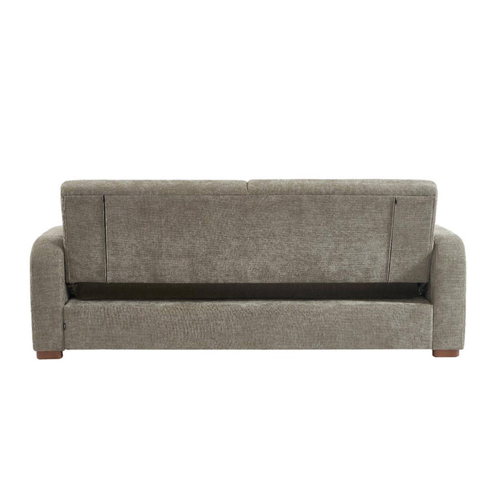 Divano letto 3 posti in tessuto, verde grigio