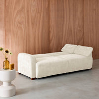 Divano letto 3 posti in tessuto, bianco sporco