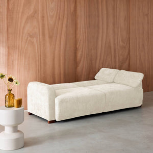 Divano letto 3 posti in tessuto, bianco sporco