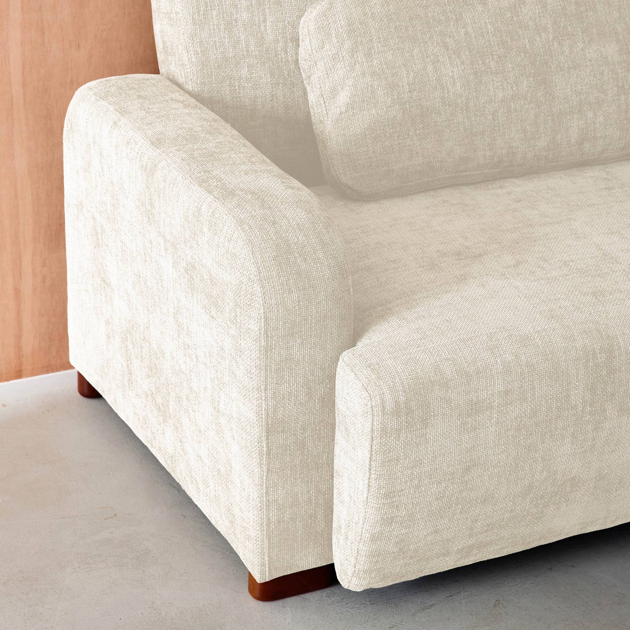 Divano letto 3 posti in tessuto, bianco sporco