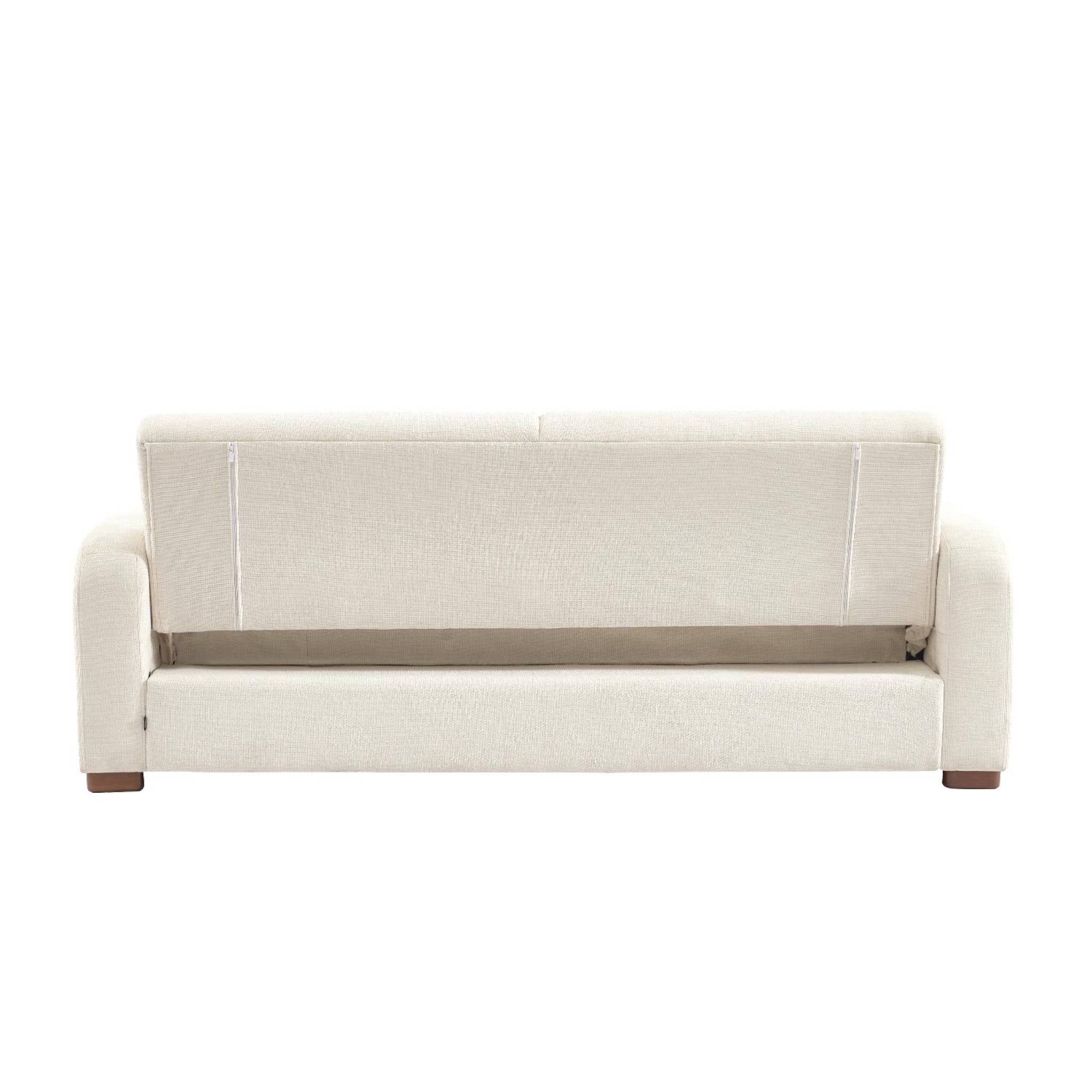 Divano letto 3 posti in tessuto, bianco sporco