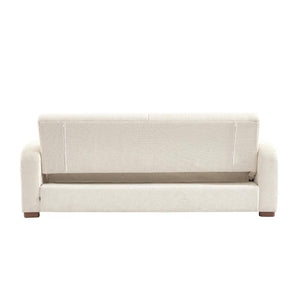 Divano letto 3 posti in tessuto, bianco sporco