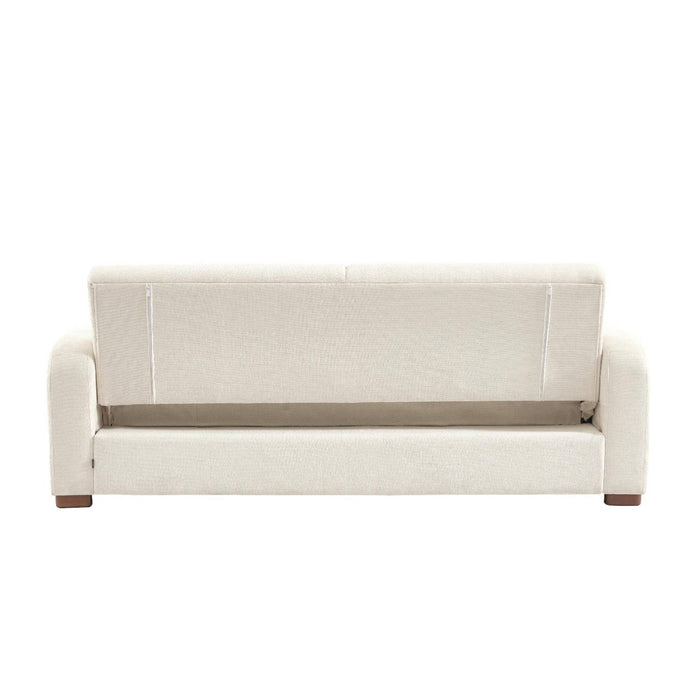 Divano letto 3 posti in tessuto, bianco sporco