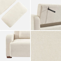 Divano letto 3 posti in tessuto, bianco sporco